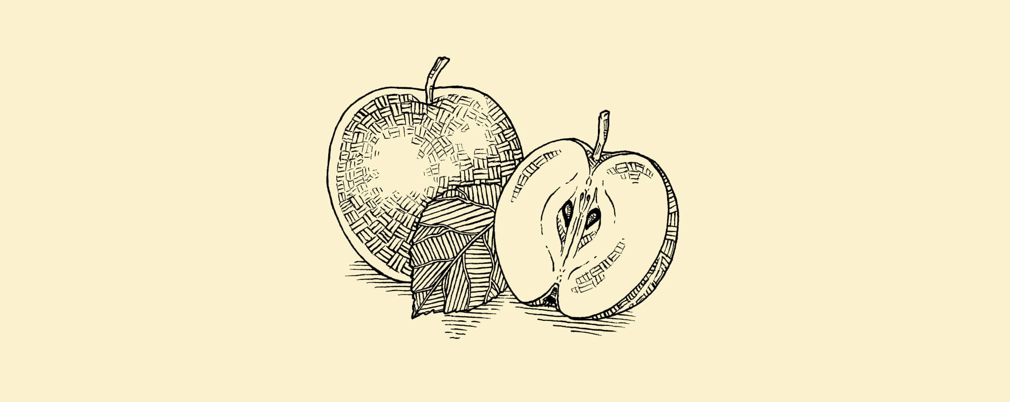 Illustration delat äpple Apptini.