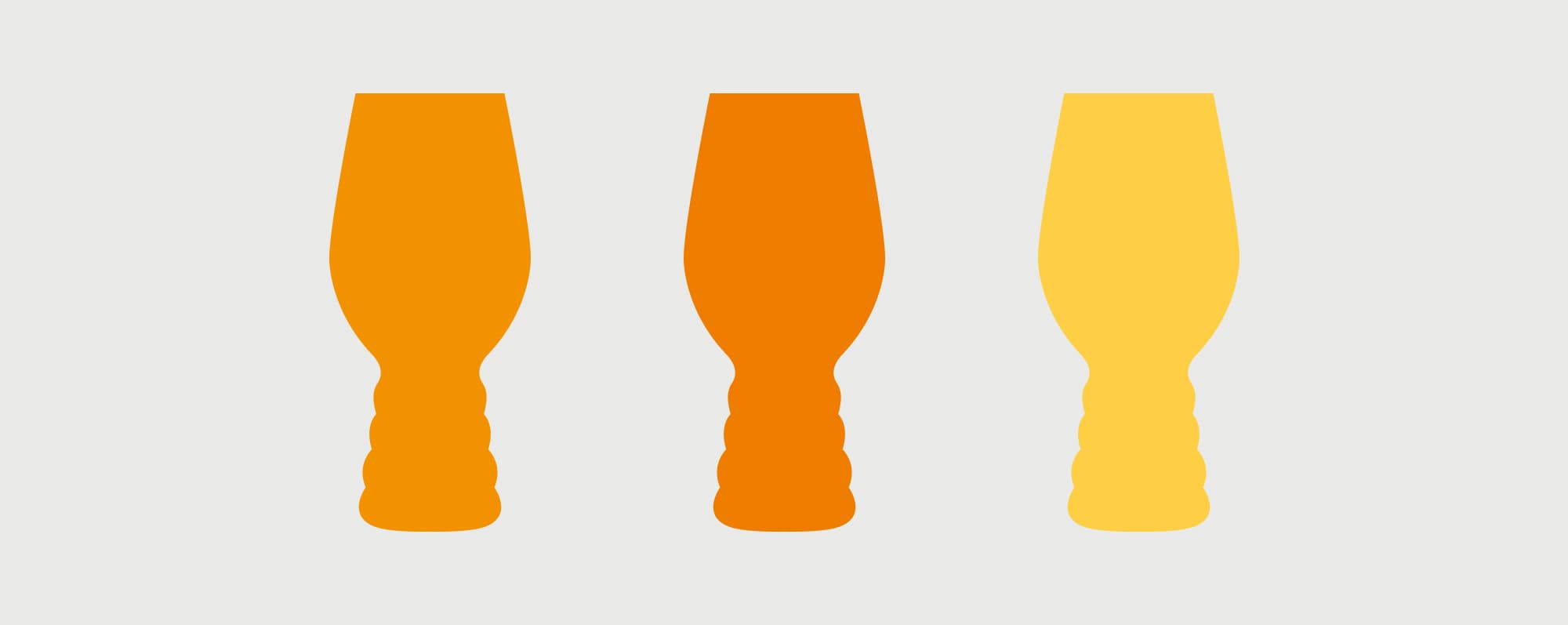 Siluetter av IPA glas på rad.