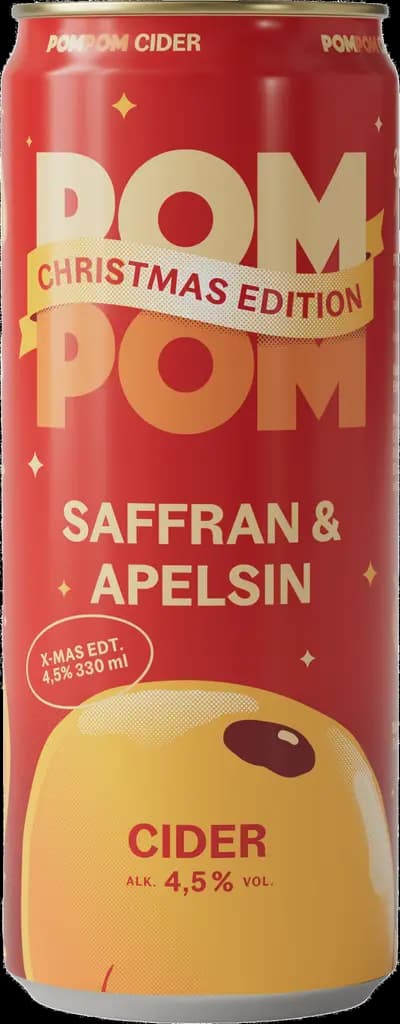 POMPOM, Julcider Saffran & Apelsin, Burk, 330 ml